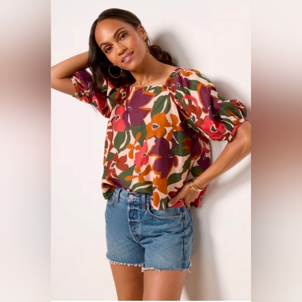 Velvet by Graham & Spencer Evereve Exclusive Silk Blend Floral Blouse - Size XL - Picture 6 of 7